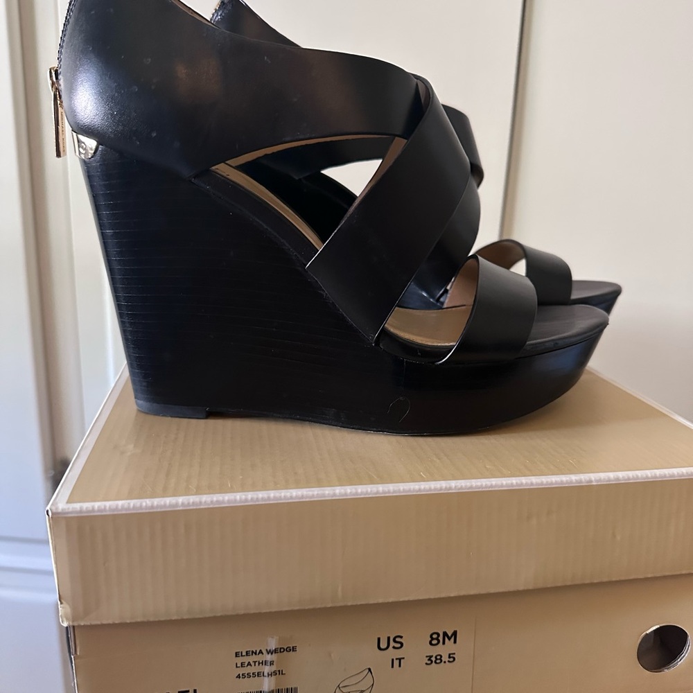 Michael Kors Black Wedge Sandals - Picture 2 of 6